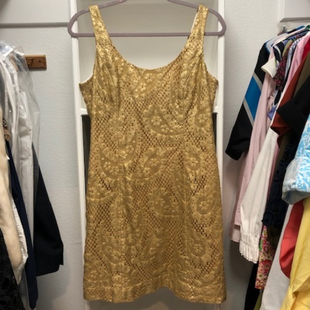Lilly Pulitzer gold cocktail dress